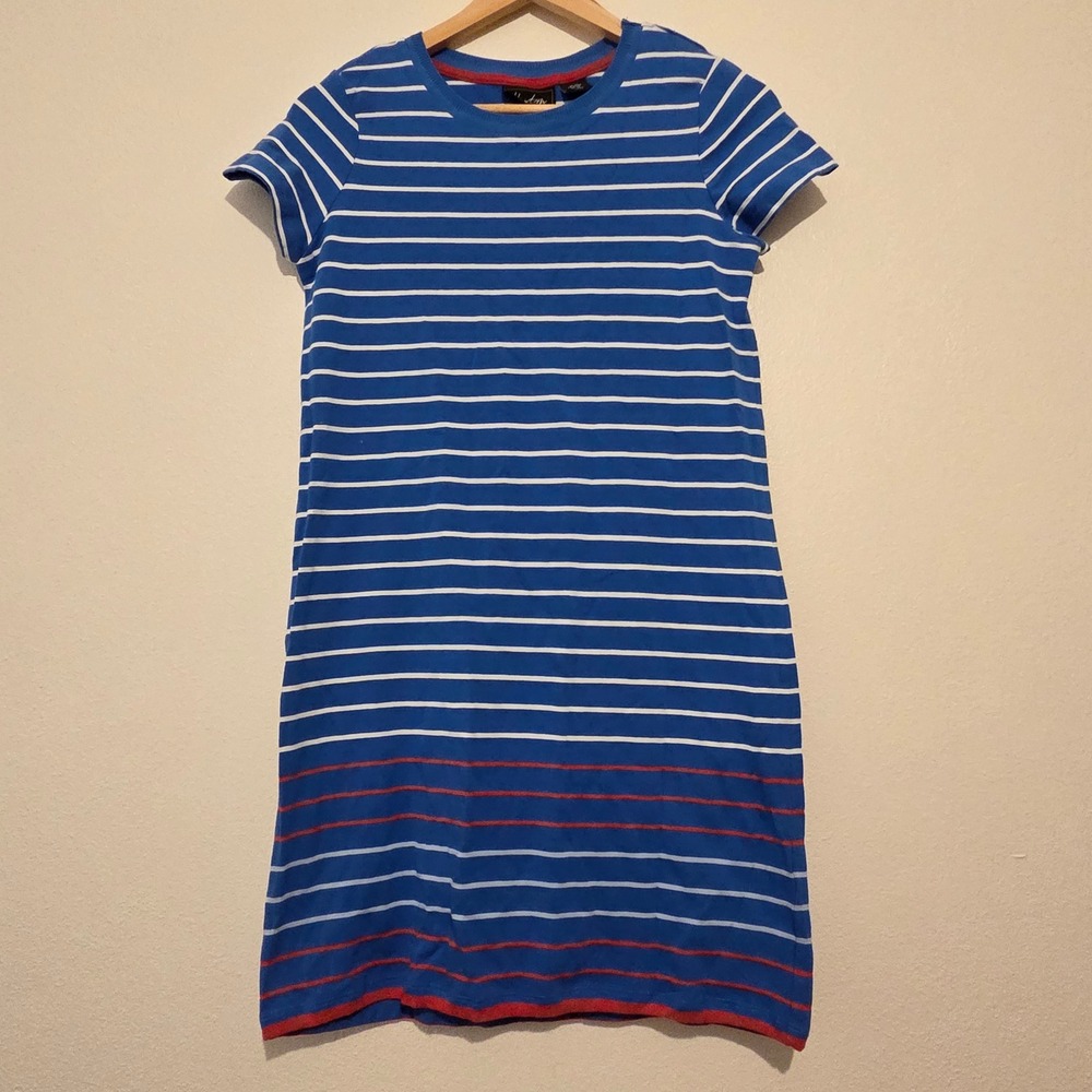 Heyton Striped T-Shirt Dress Blue White Red Short Sleeve XS MD9576-58AS356